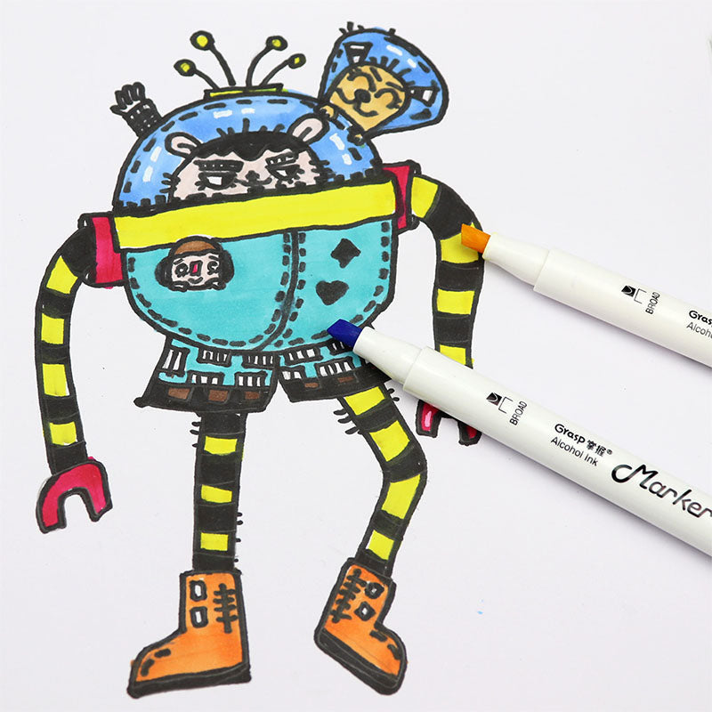 48-Color Master Double-Headed Marker Art Brush Set
