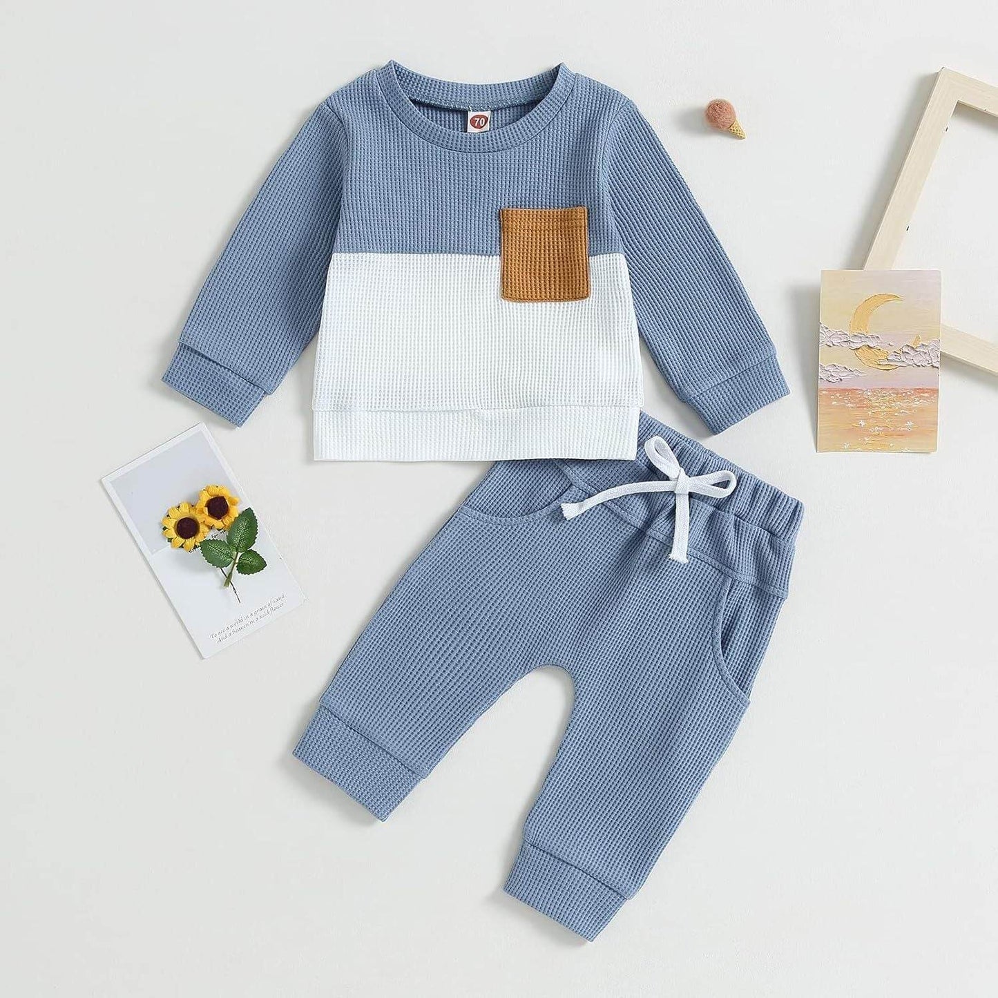 Kid's 2pc Color Matching Waffle Sweater & Pant Set - Shop Jobie