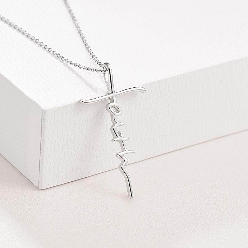 925 Sterling Silver Faith Cross Necklace - Shop Jobie