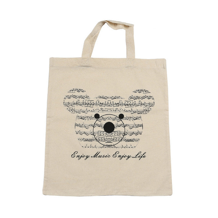 DEBBIE IDEA Piano Musical Note Tree Bear Movement Cotton Handy Eco Sheet Music Bag