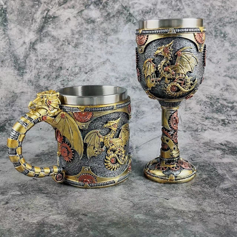 Mechanical Dragon Scale Beer Stein & Goblet