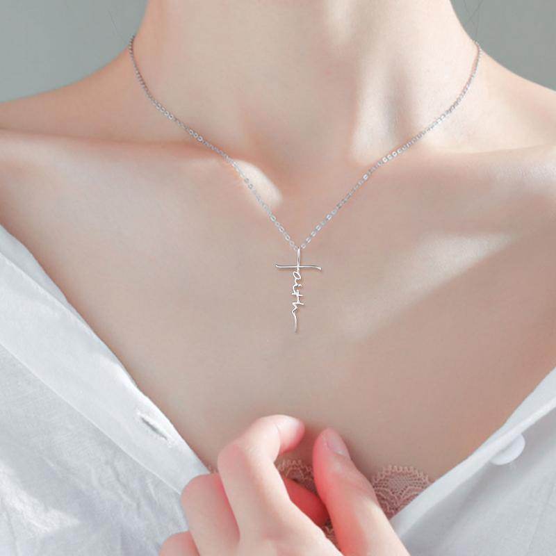 925 Sterling Silver Faith Cross Necklace - Shop Jobie
