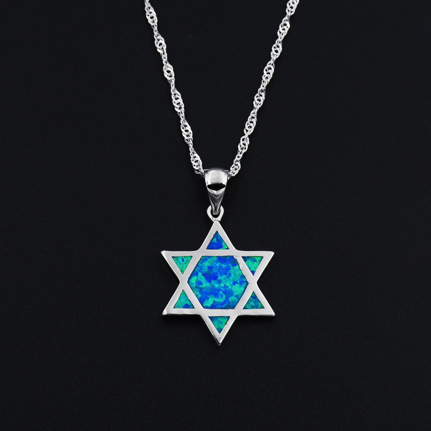 Star of David Fire Opal 925S Necklaces