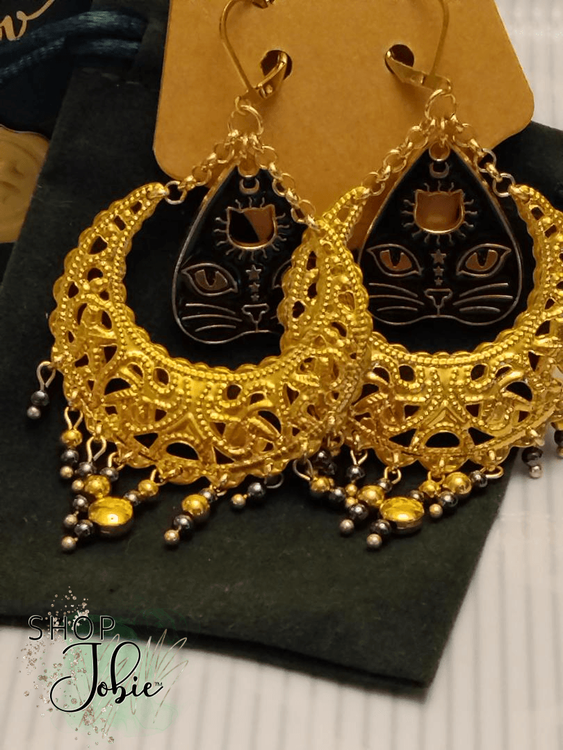 Gold Cat Earrings - Shop Jobie
