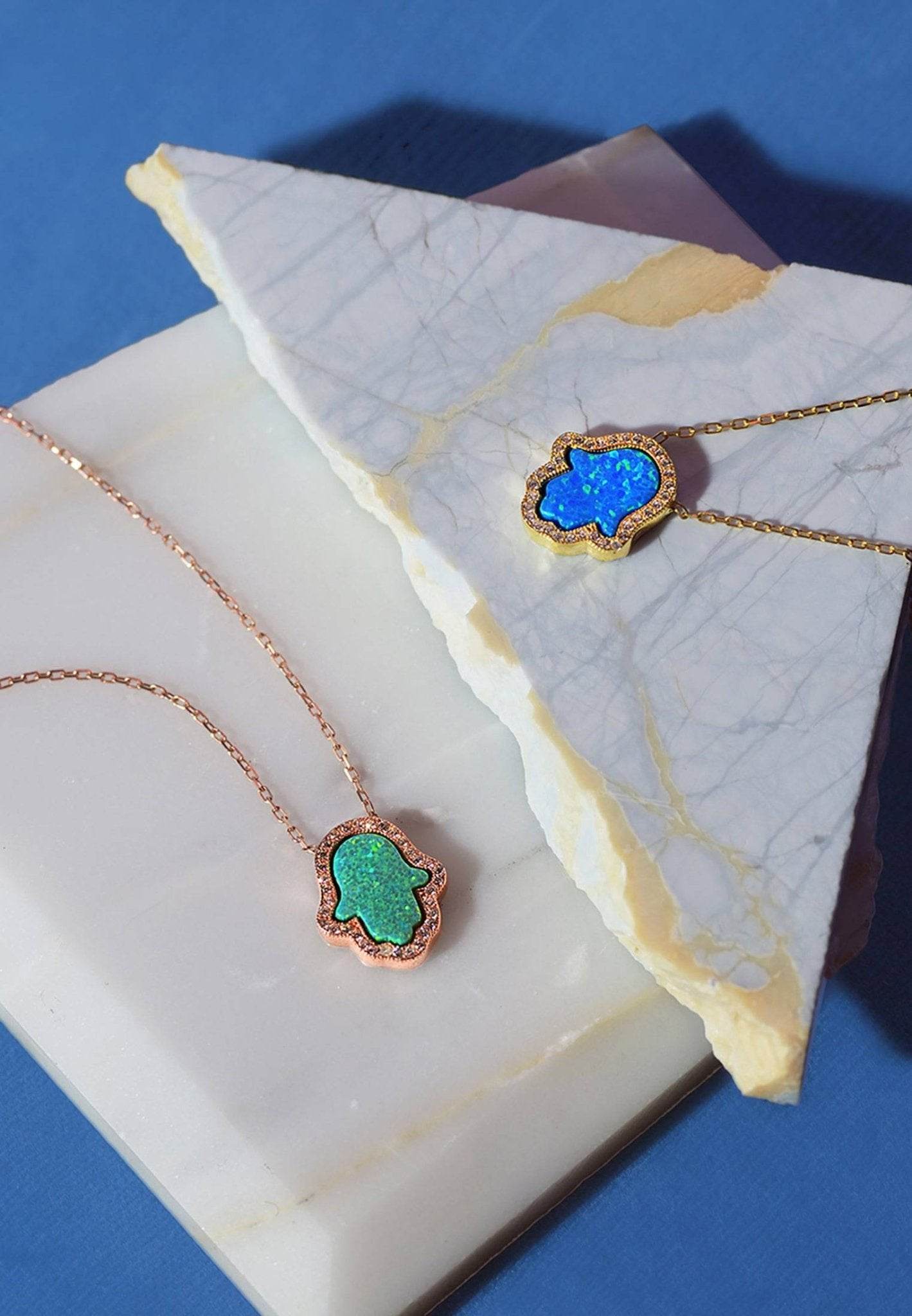 925S Hamsa Opalite Turquoise Necklace - Shop Jobie