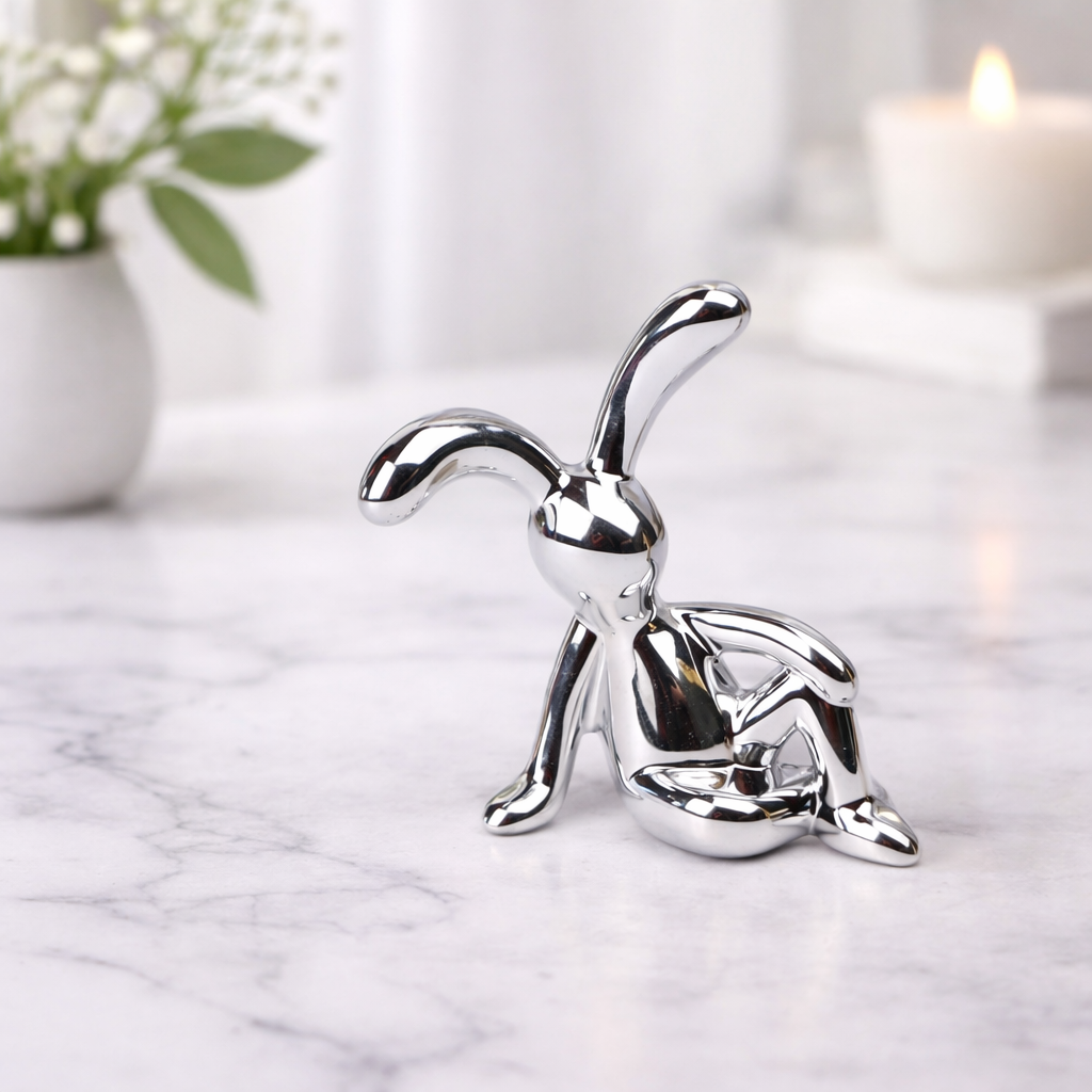 Cartoon Sitting Long Eared Rabbit