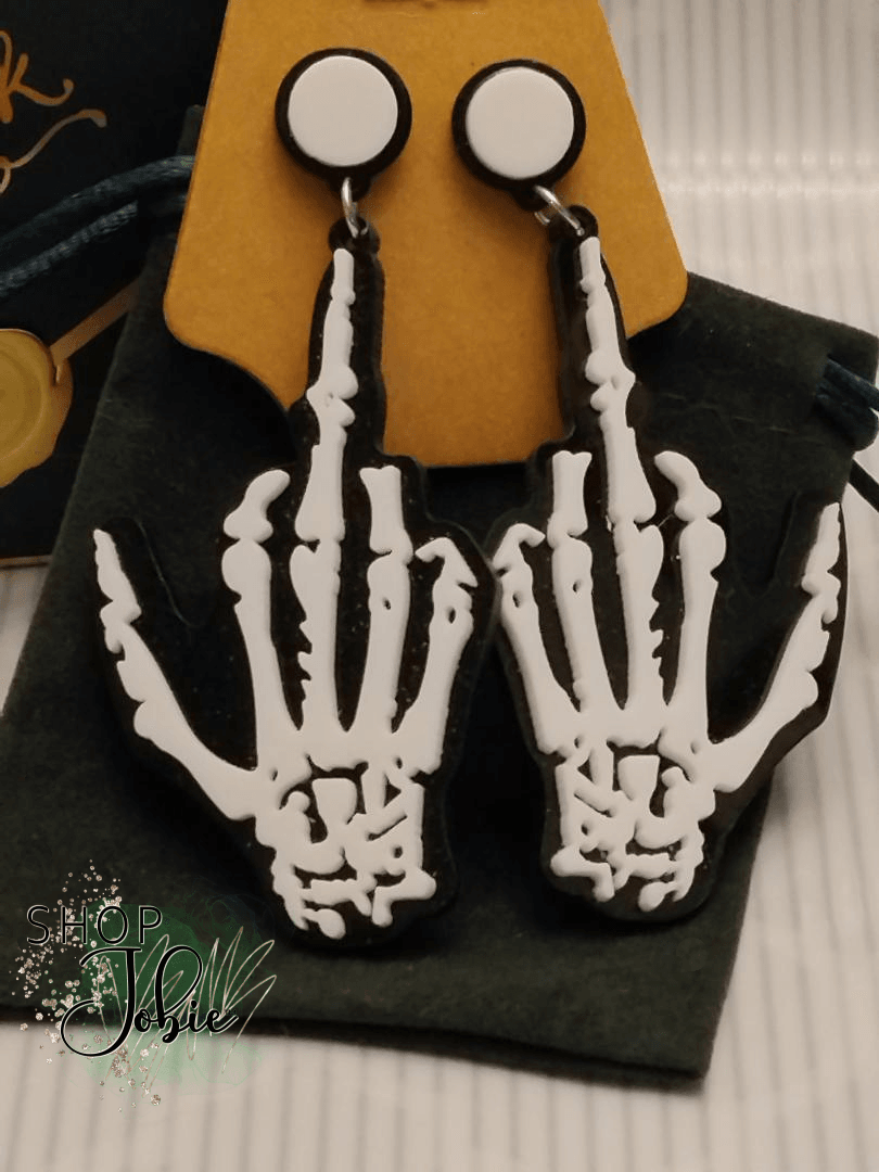 Skeleton Flip Off Earrings - Shop Jobie
