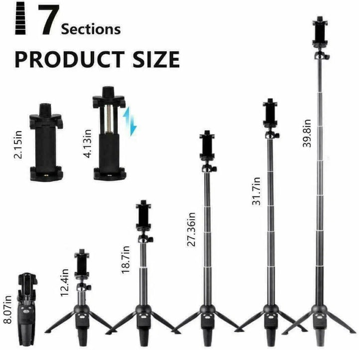 Selfie Stick Tripod w/Detachable Bluetooth Remote