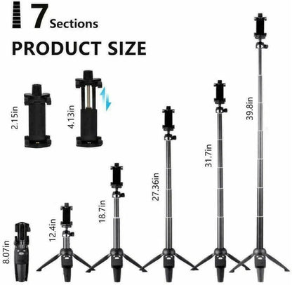 Selfie Stick Tripod w/Detachable Bluetooth Remote
