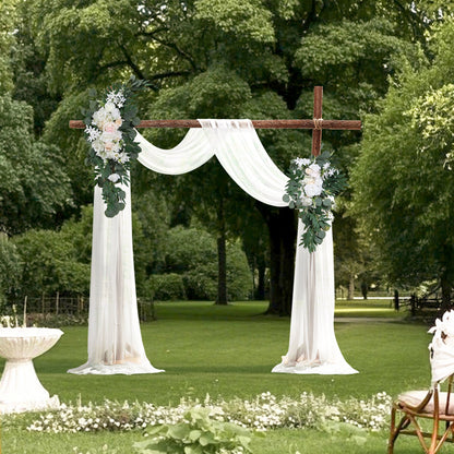 Pk 4 Artificial Wedding Arch Flowers Kit w/21Ft Draping Fabric