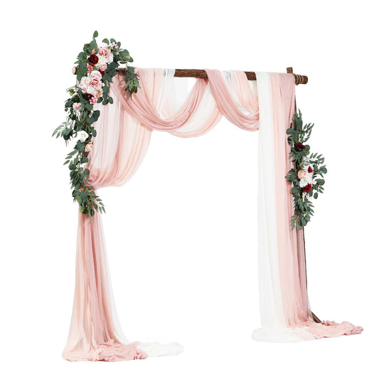 Pk 5 Artificial Wedding Arch Flowers Kit w/33Ft Draping Fabric - rose