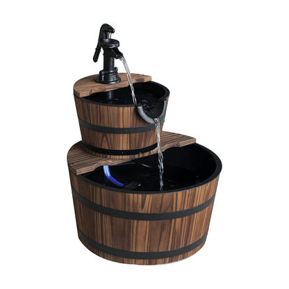 2-Tier Rustic Barrel Fountain – Your Backyard’s New Favorite Sound