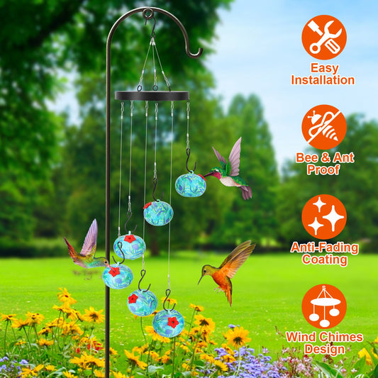 Eye-Catching Blue & Green Hummingbird Feeder