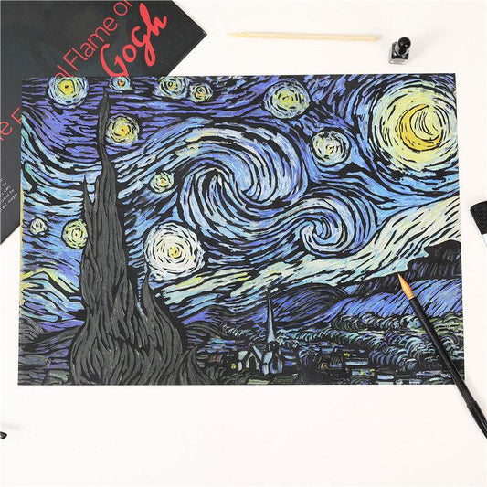 4pc Van Gogh DIY Scratch Paper Picture Book - Shop Jobie
