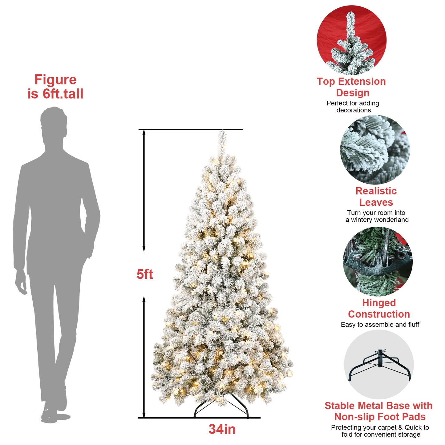 6FT Memory Wire Christmas tree (With Light)