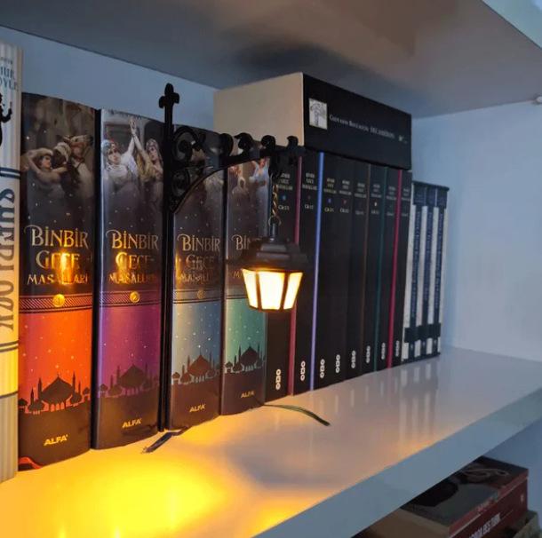 Metal Library Book Divider - Lighted Lanterns