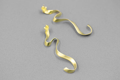 S925 Silver and Gold Ribbon Earrings