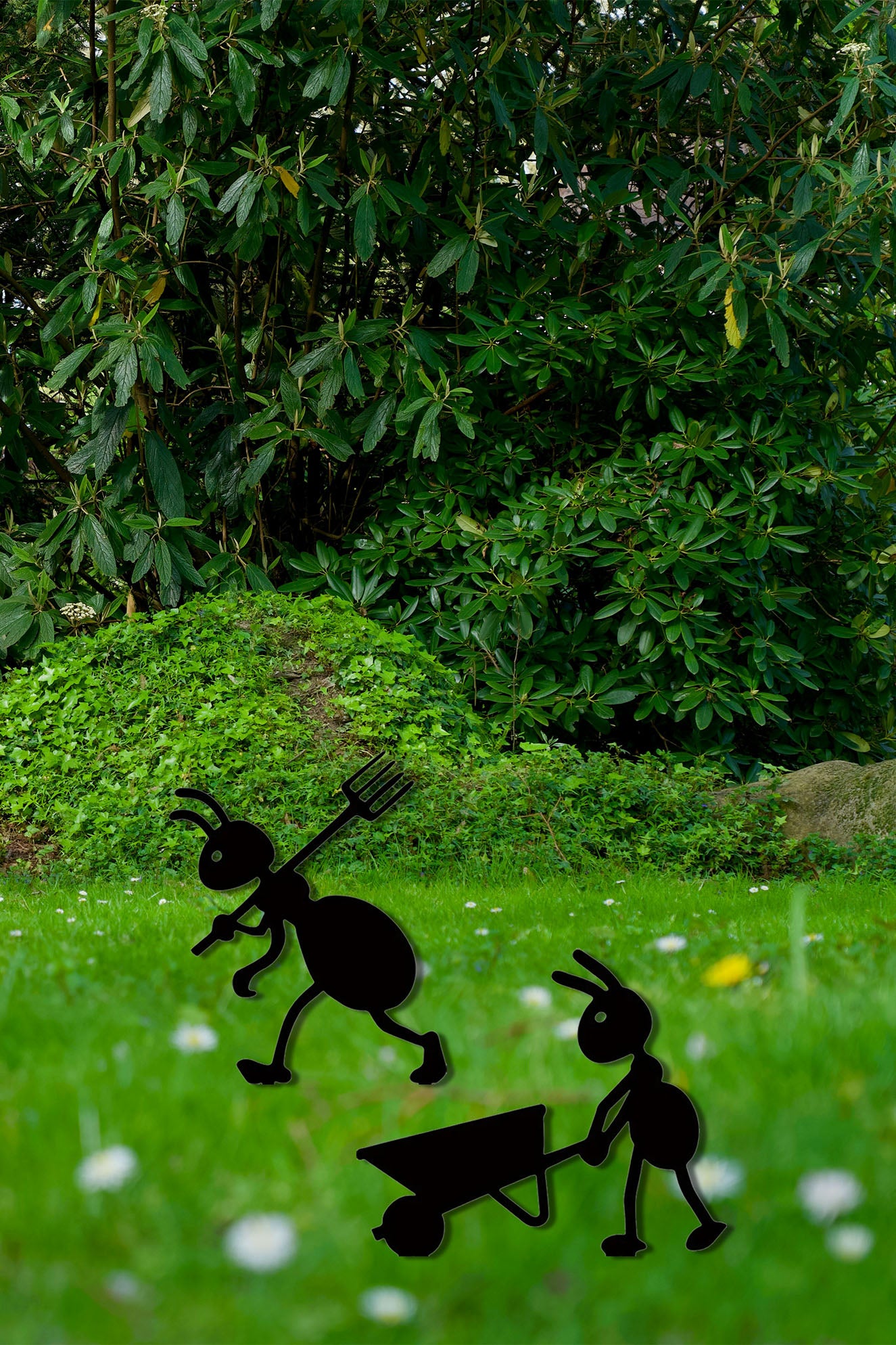 Silhouette -  Iron Ant & Pitchfork Garden Stake