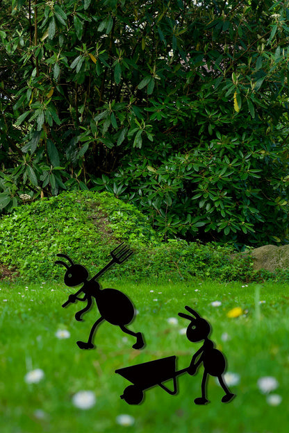 Silhouette -  Iron Ant & Pitchfork Garden Stake