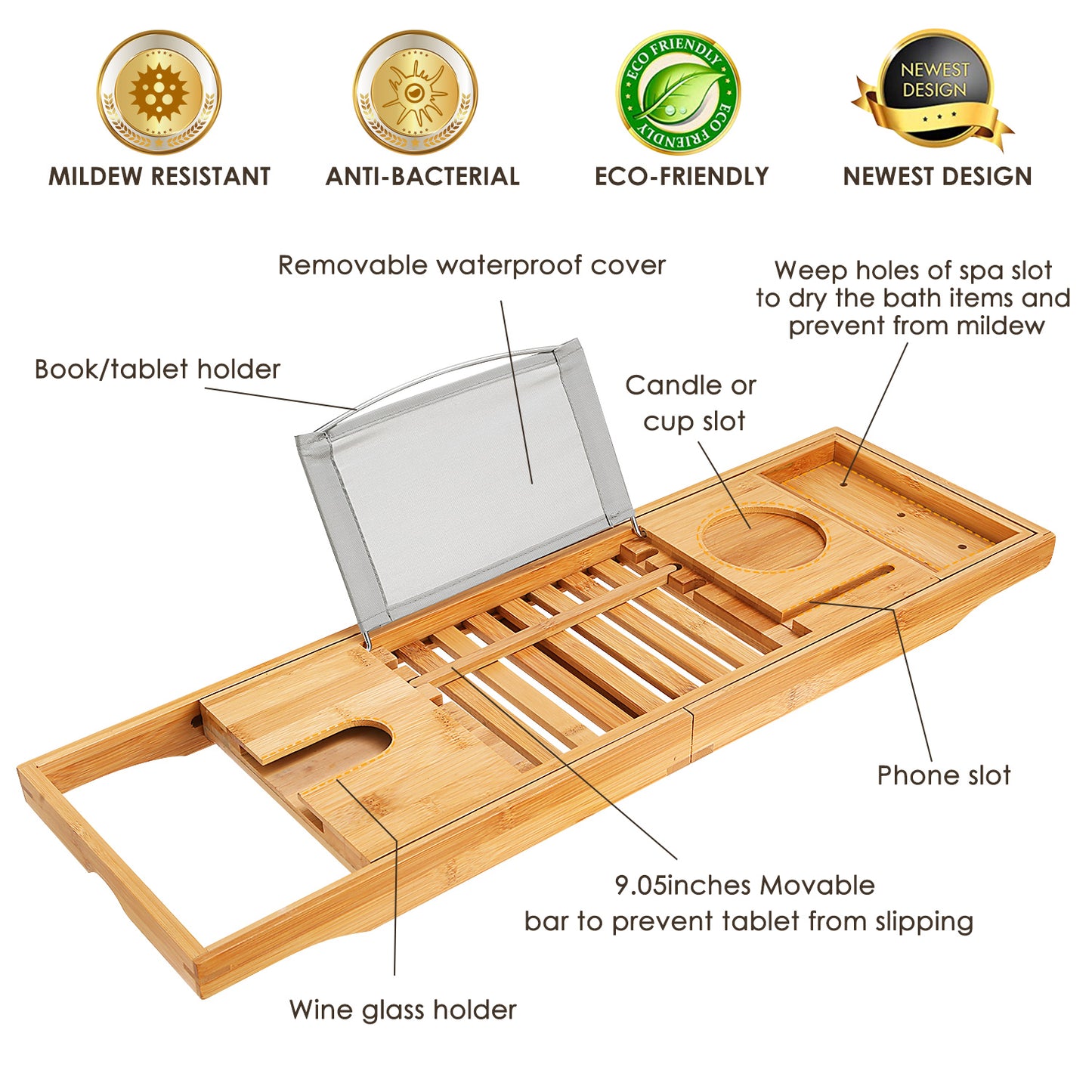 Bamboo Bathtub Spa Caddy Tray For ME TIME!