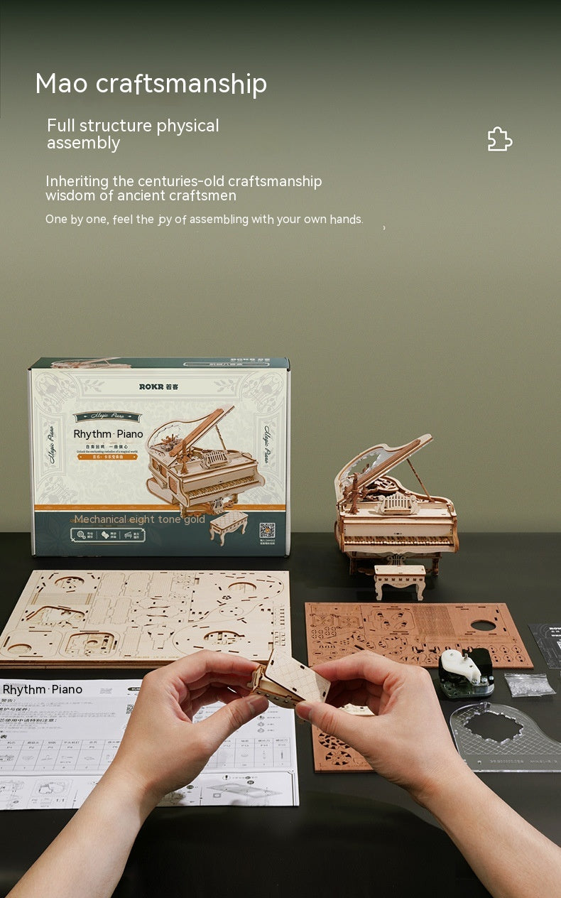 3D Wooden Puzzle DIY Kits - 223pc Wooden Rhythm Grand Piano Music Box