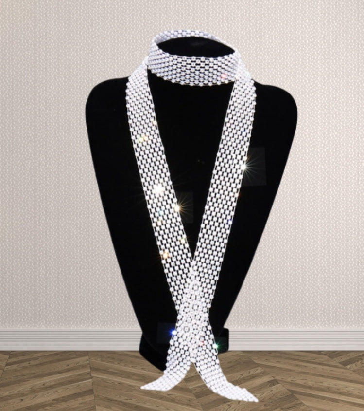 Rhinestone Scarf-Necklace