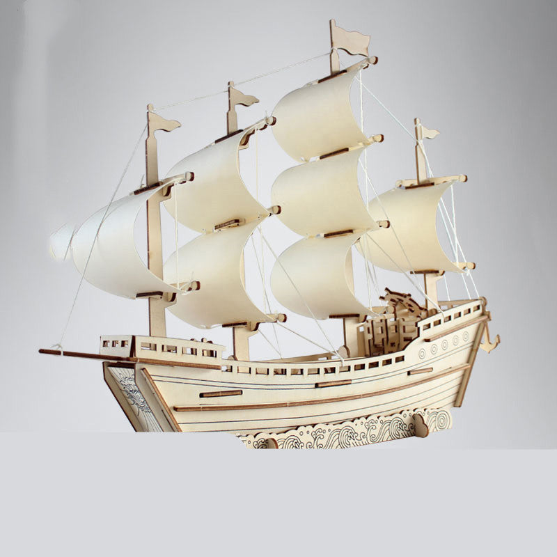 3D Wooden Puzzles - DIY Sailboat, Pirate Ship, & Castle