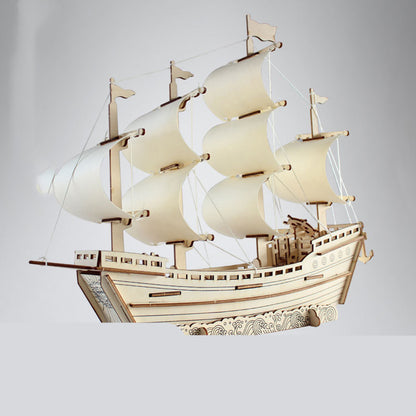 3D Wooden Puzzles - DIY Sailboat, Pirate Ship, & Castle