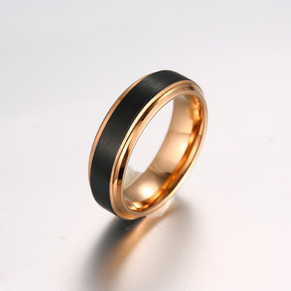 Tungsten Steel Ring w/Double Groove Rose Gold