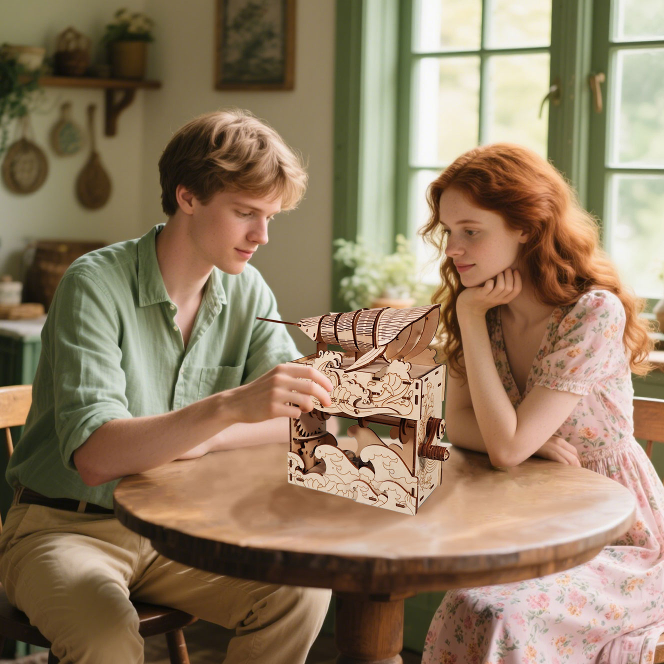 3D Wooden 100pc Whale Puzzle w/Hand Crank Musical Movement