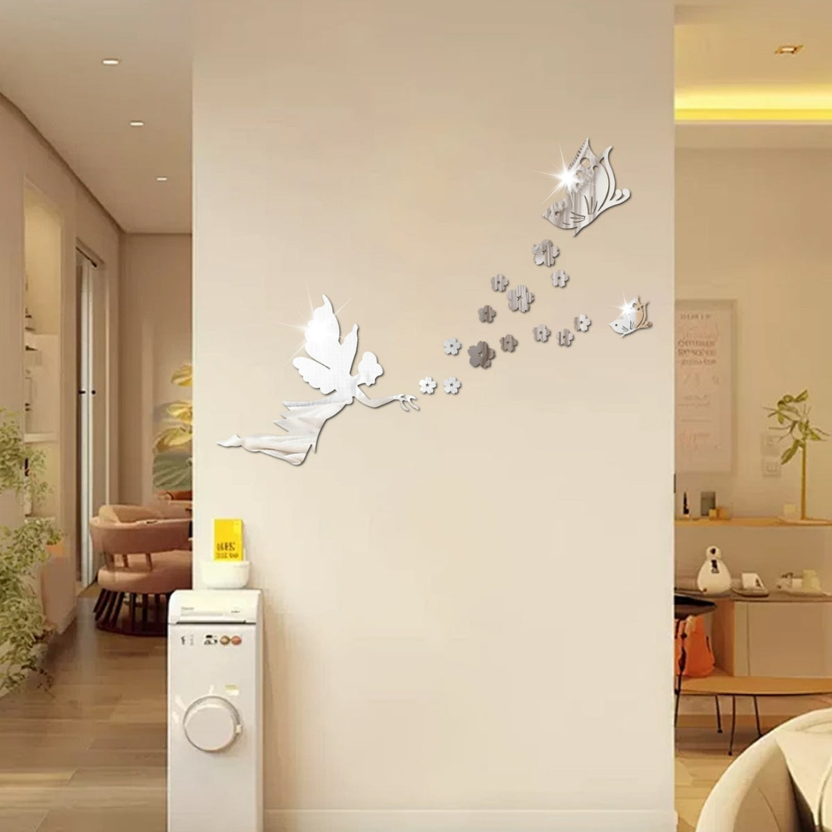 DIY Flying Fairy Mirror Wall Stickers