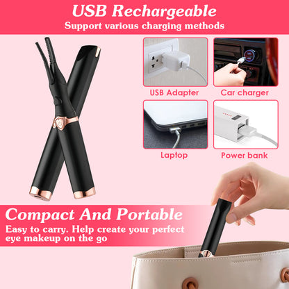 2 In 1 Clip Comb Heated Electric Mini Eyelash Curler