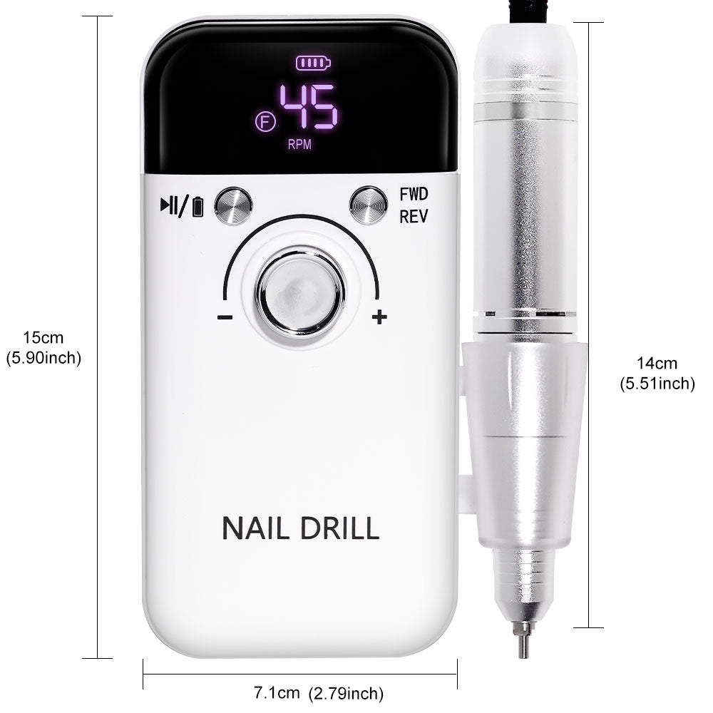 45,000 RPM Portable Nail Drill w/LED Screen Display