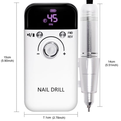 45,000 RPM Portable Nail Drill w/LED Screen Display