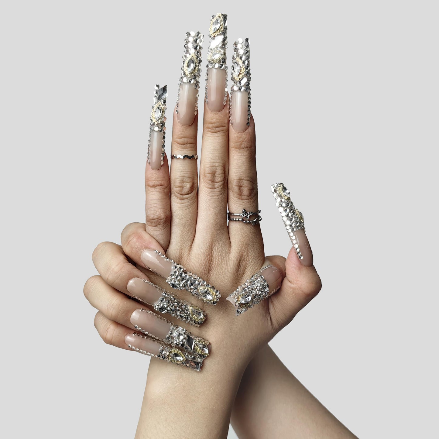 GGddsha Stunning Bling - PMMA Acrylic Press On Nails w/Glitter Rhinestone