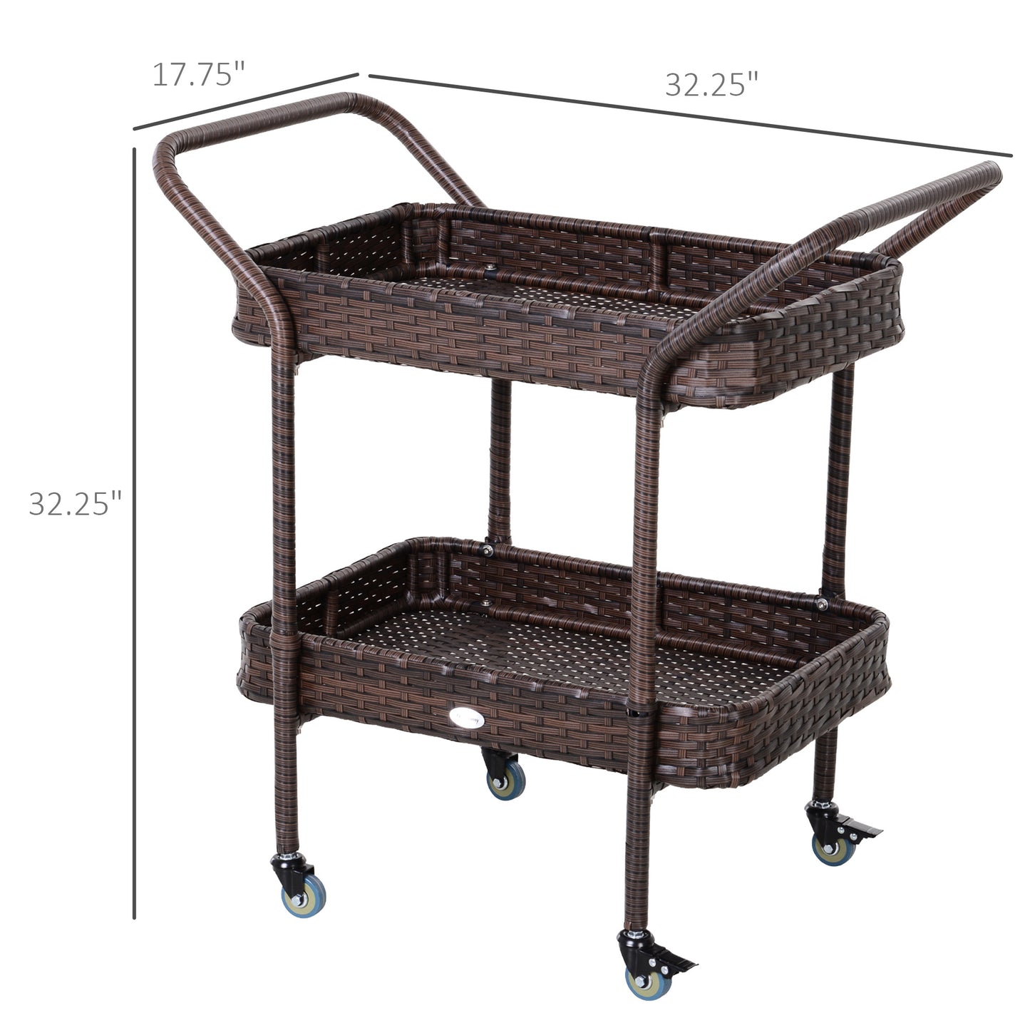 2-Tiered Wheeled Patio Serving Cart