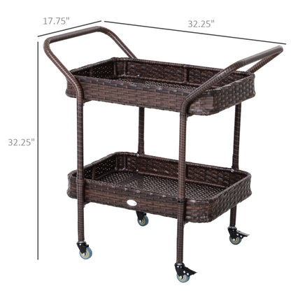 2-Tiered Wheeled Patio Serving Cart