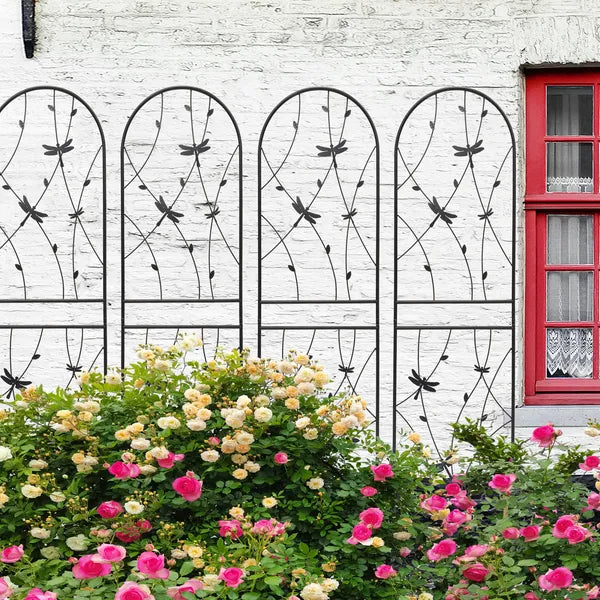 4 Pack Metal Garden Trellis Dragonfly Deco