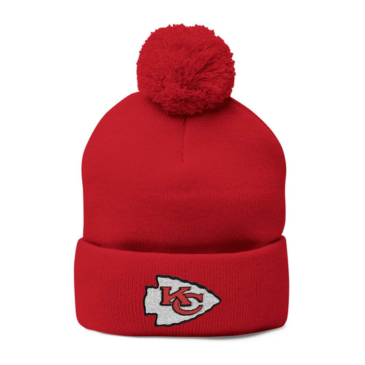 Cozy Embroidered Pom-Pom Knit Cap - Shop Jobie