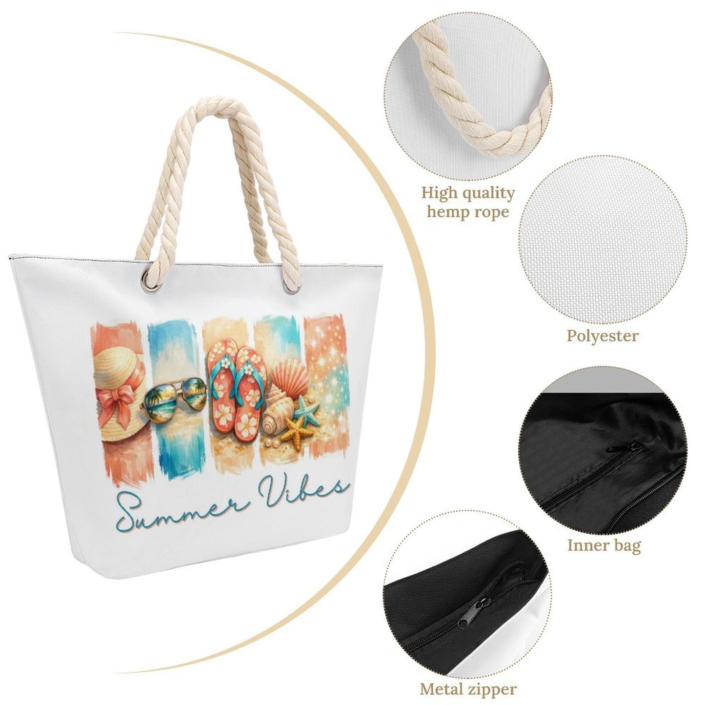 Summer Hemp Rope Tote Bag