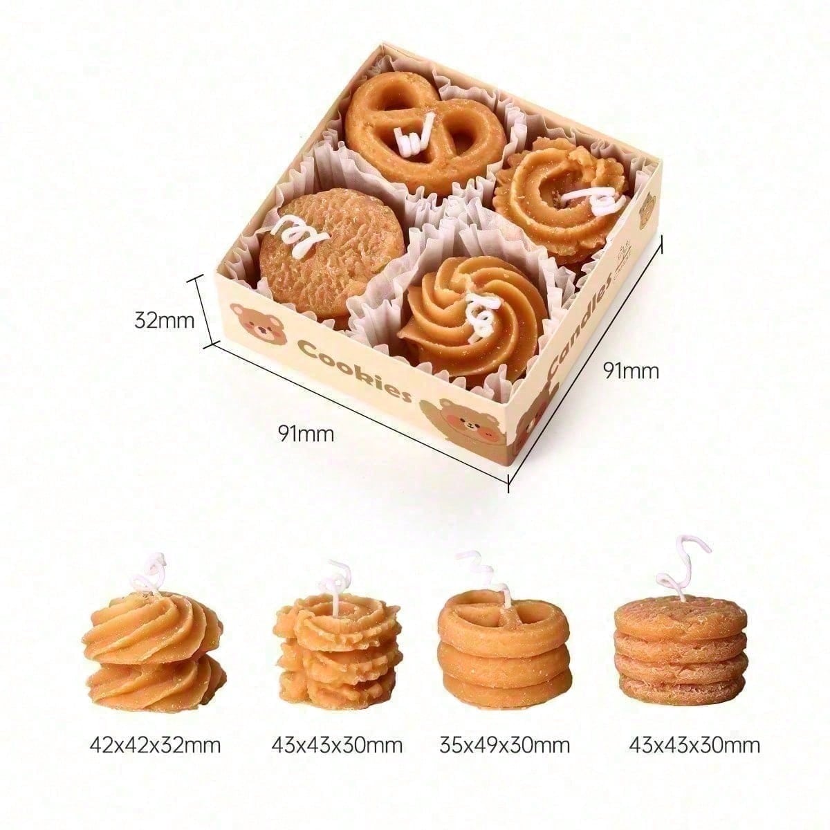 4pc Cookie Shape Scented Candle Set