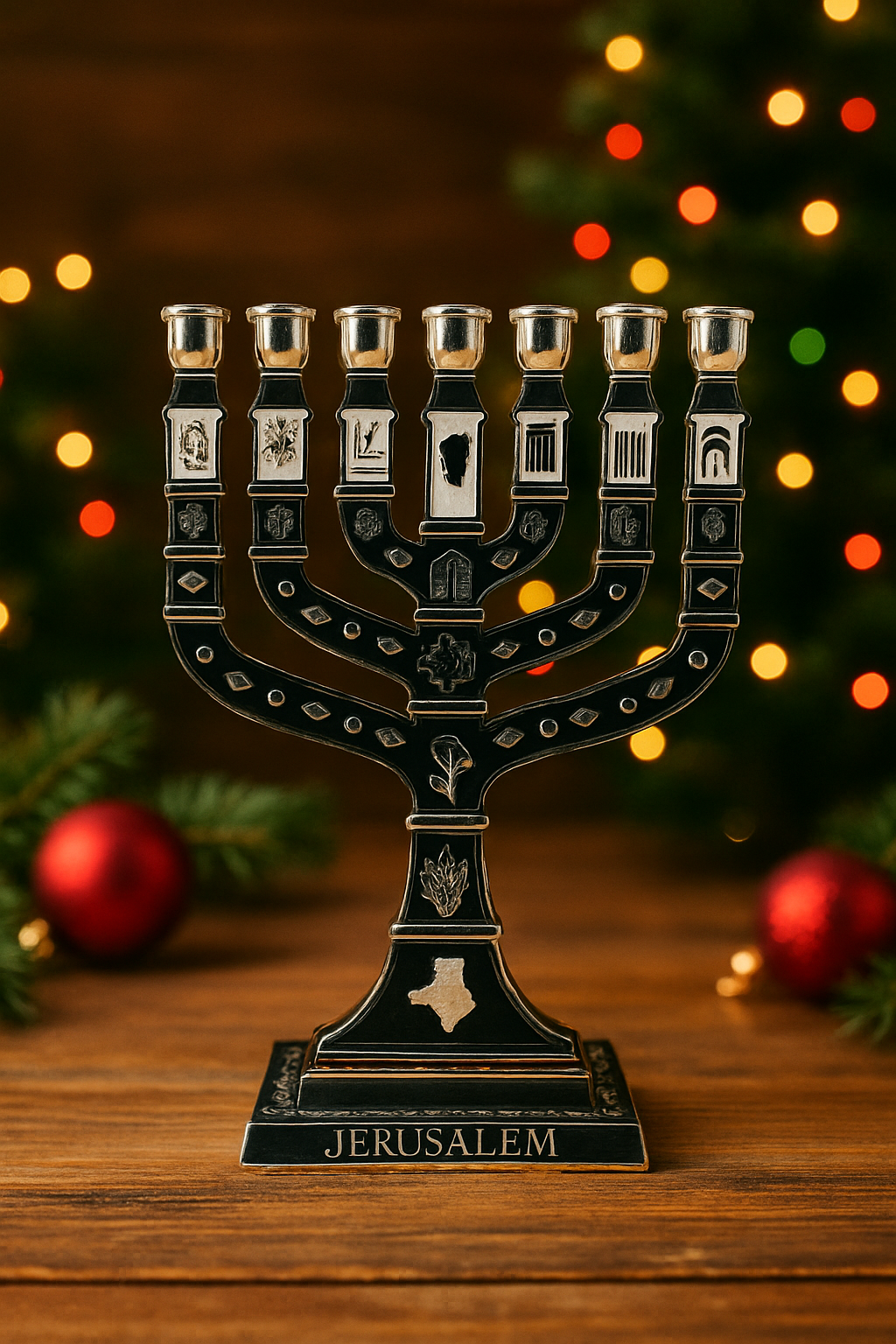 12 Tribes Jewish Candelabra Judaica 7 Branch Metal Candlestick