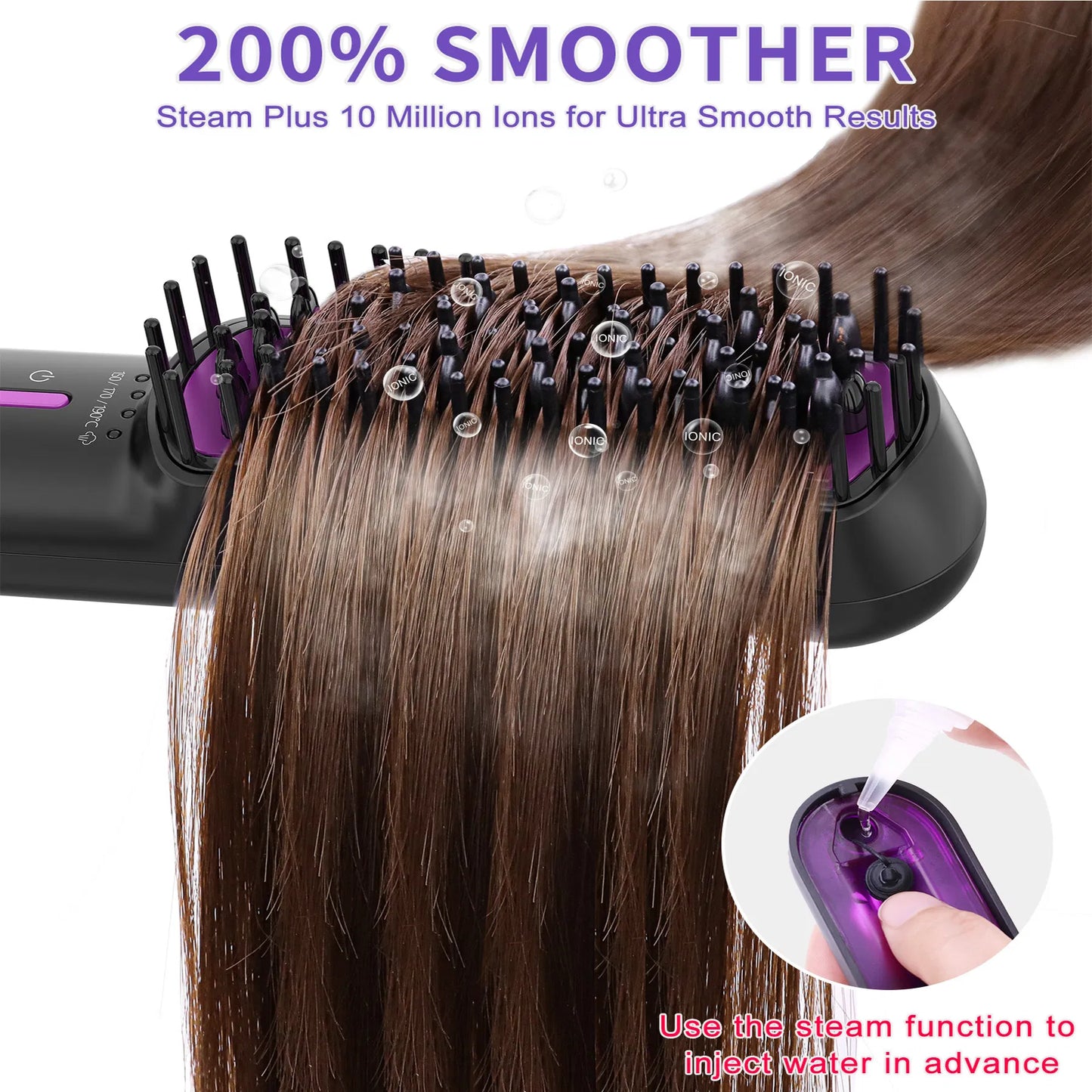 3-Temp Hair Steam Straightening Brush