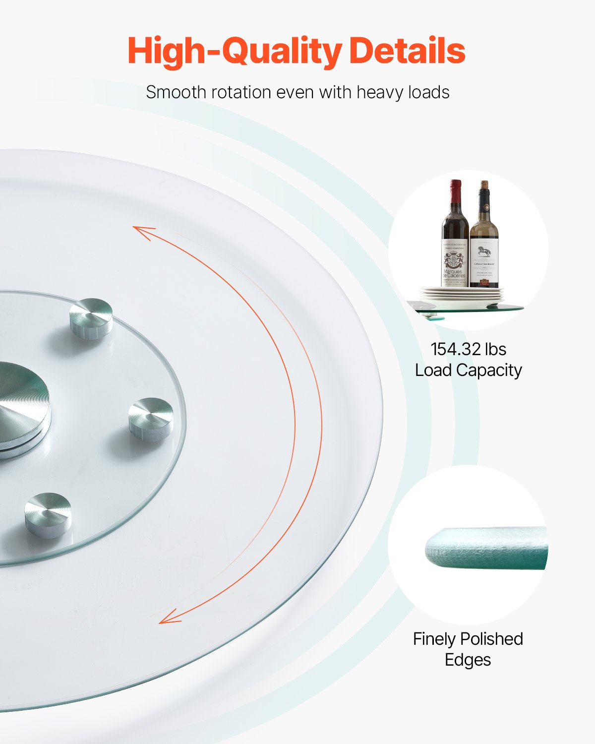 Tempered Glass Lazy Susan Turntable