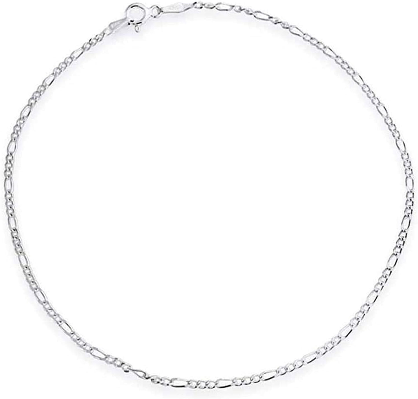 925 Sterling Silver Italian Solid Figaro Link Chain Bracelet for Men & Women - Made in Italy Comes with a Gift Box