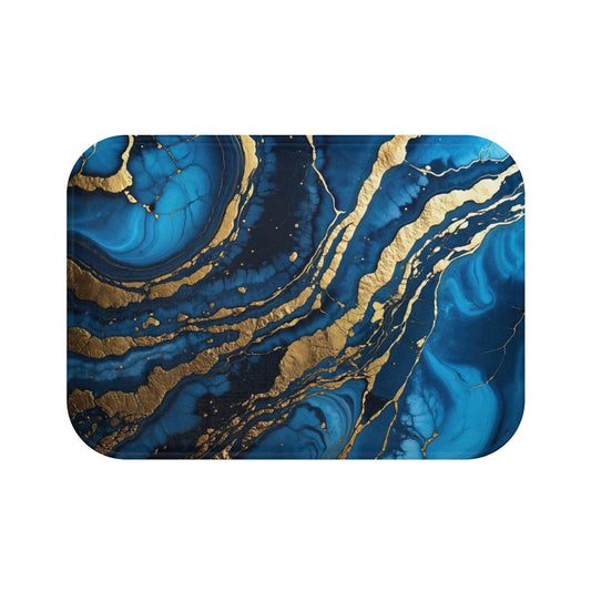 Blue Gold Marble Bath Mat