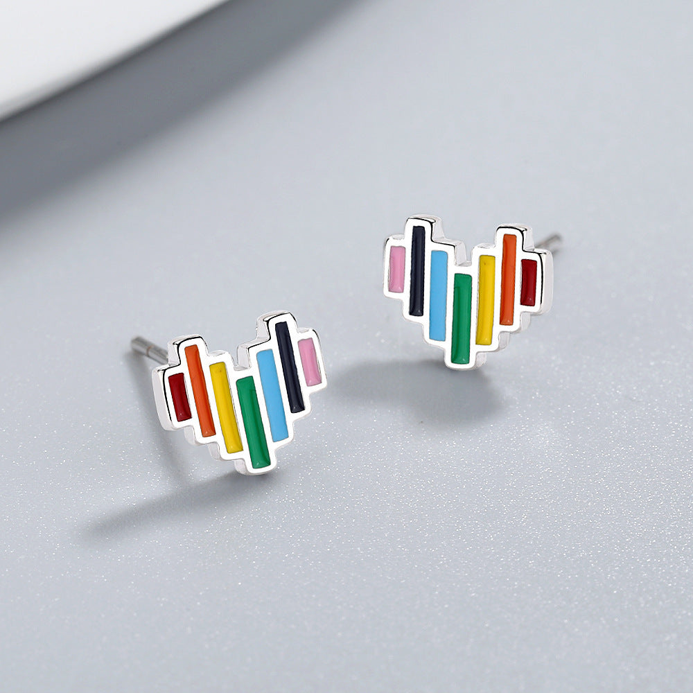 Rainbow Heart Stud Earrings