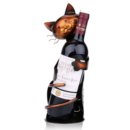 Iron Sculpture Cat Shaped Wine Holder