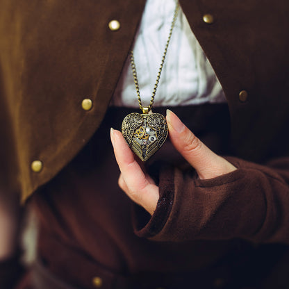 Steampunk Heart Gear Necklace