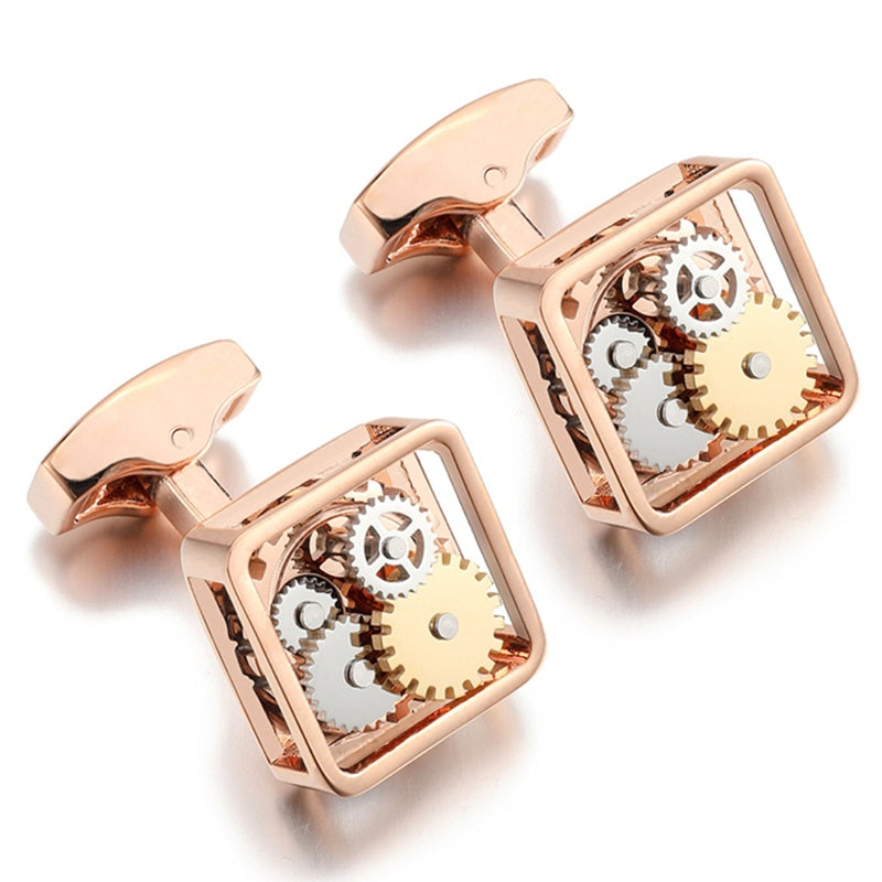 Steampunk Square Gear Men's Cufflinks